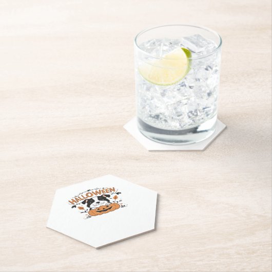 Niedlicher Welpe in Pumpkin � Halloween Hundelabbi Untersetzer (Vor Ort)