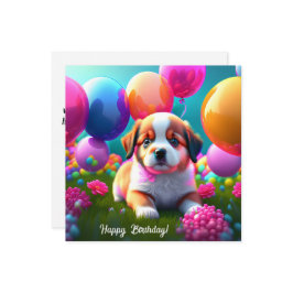 Niedlicher Welpe mit Ballons - Geburtstag