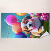 Niedlicher Welpe mit Ballons - süß Strandtuch (Vorderseite)
