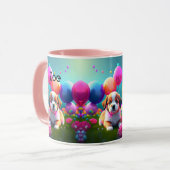 Niedlicher Welpe mit Ballons - süß Tasse (Vorderseite Links)