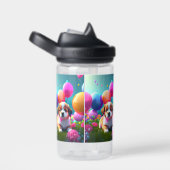 Niedlicher Welpe mit Ballons - süß Trinkflasche (rechts)