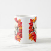 niedlicher Welpe mit Herbstblättern, Design der Ta Kaffeetasse (Mittel)