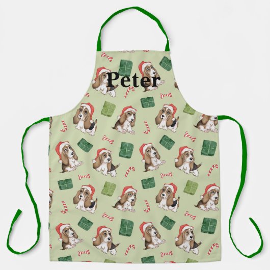 Niedlicher Welpe mit seiner Weihnachtsmannmütze-Sc Schürze (Vorderseite)