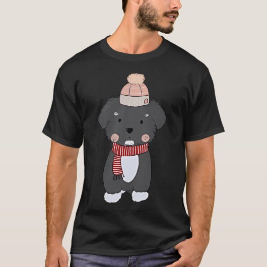 Niedlicher Welpe mit Weihnachtsbaum T-Shirt (Vorderseite)