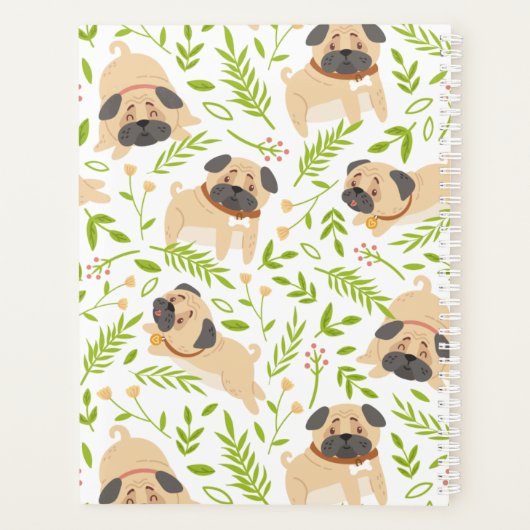 Niedlicher Welpe Mops Personalisierter Planer (Rückseite)