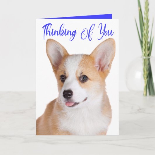 Niedlicher Welpe Pembroke Corgi Dog denken Sie an  Karte (Vorderseite)