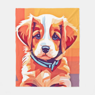 Niedlicher Welpe-Pop Art Fleecedecke