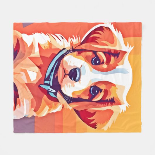 Niedlicher Welpe-Pop Art Fleecedecke (Vorderseite (Horizontal))