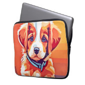 Niedlicher Welpe-Pop Art Laptopschutzhülle (Vorderseite Links)