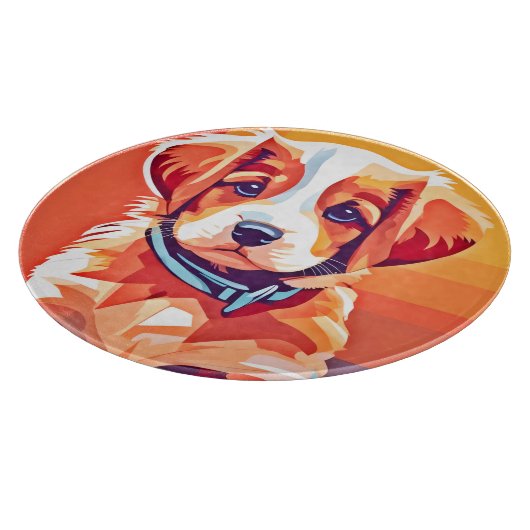 Niedlicher Welpe-Pop Art Schneidebrett (Ecke)