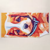 Niedlicher Welpe-Pop Art Strandtuch (Vorderseite)