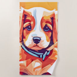Niedlicher Welpe-Pop Art Strandtuch