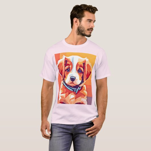 Niedlicher Welpe-Pop Art T-Shirt (Vorne ganz)