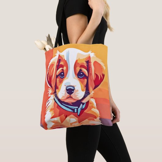 Niedlicher Welpe-Pop Art Tasche (Von Nahem)