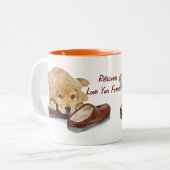 niedlicher Welpe-Retriever-Portrait-Art-Slogan Zweifarbige Tasse (Vorderseite Links)