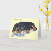 niedlicher Welpe rottweiler Karte (Gelbe Blume)