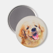 Niedlicher Welpe. Sein Name ist "glücklich" Magnet (Vorderseite/Rückseite)