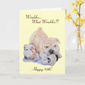 Niedlicher Welpe shar pei Hunde- und Teddylustiges Karte (Gelbe Blume)