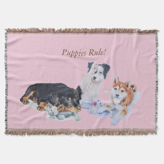 niedlicher Welpe-Sheba in rotty collie und Teddies Decke (Vorderseite)