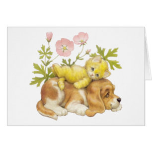 Niedlicher Welpe u. Kätzchen