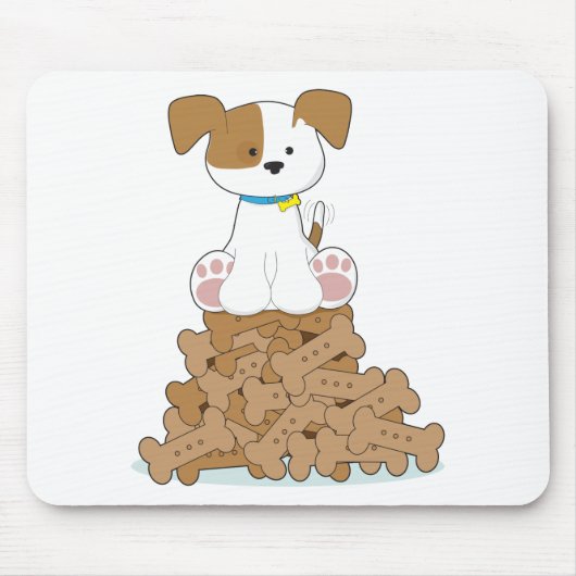 Niedlicher Welpe und Knochen Mousepad (Vorne)