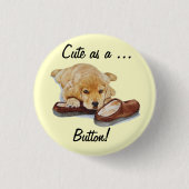 niedlicher Welpe und Pantoffel des goldenen Button (Vorderseite)