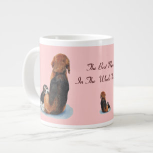 Niedlicher Welpen-Beagle-Chabling-Mama-Hund-Portra Jumbo-Tasse