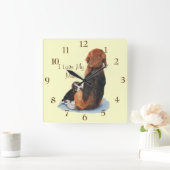 Niedlicher Welpen-Beagle-Kuscheltier Quadratische Wanduhr (Zuhause)