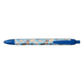 Niedlicher Welpen-Hund Blauer Pattern-Stift Kugelschreiber (Rückseite)