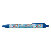 Niedlicher Welpen-Hund Blauer Pattern-Stift Kugelschreiber (Oberseite)