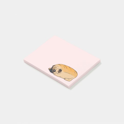 Niedlicher Welpen-Hund-Cartoon Funny Mops Post-it Klebezettel (angewinkelt)