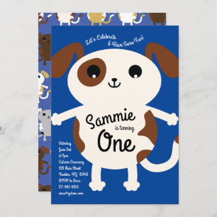 Niedlicher Welpen-Hund - Einladungen zum 1. Geburt