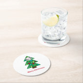 Niedlicher Welpen Hund farbenfrohe Weihnachtsbaum  Runder Pappuntersetzer (Vor Ort)