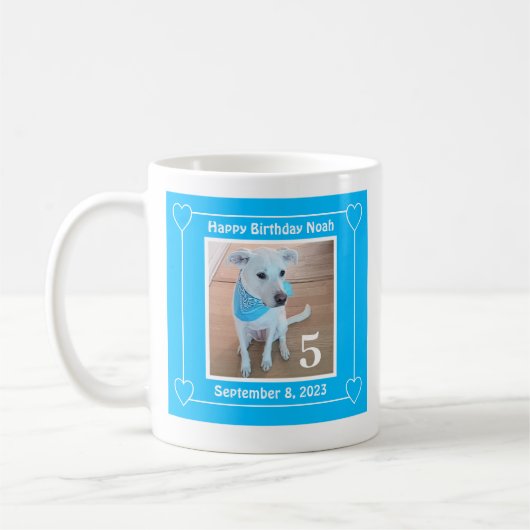 Niedlicher Welpen Hund Foto Happy Geburtstag Numme Kaffeetasse (Links)