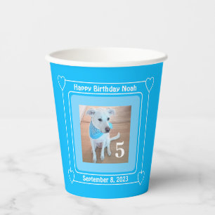 Niedlicher Welpen Hund Foto Happy Geburtstag Numme Pappbecher