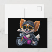 Niedlicher Welpen-Hund mit Motorrad fahren Postkarte (Vorne/Hinten)