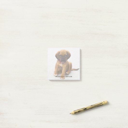 Niedlicher Welpen Personalisierter Hund Lover Foto Post-it Klebezettel (Auf Schreibtisch)