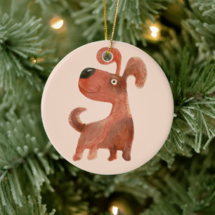 Niedlicher Welpen Tier Stehend Hund Keramik Ornament