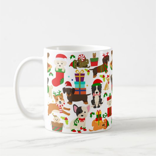 Niedlicher Welpen Weihnachten Kaffeetasse (Links)