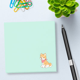 Niedlicher Welpendog Shiba Inu auf Grün Post-it Klebezettel