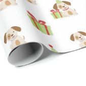 Niedlicher WelpenGeburtstag Geschenkpapier (Rolleneckpunkt)