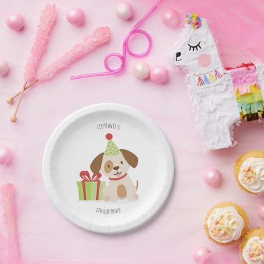 Niedlicher WelpenGeburtstag Pappteller (Party)