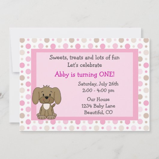 Niedlicher Welpenhund 1. Geburtstag Einladung für  (Vorderseite)