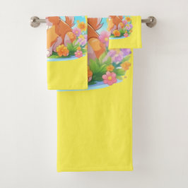 Niedlicher Welpenhund Badhandtuch Set