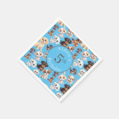 Niedlicher Welpenhund Birthday Blue Serviette (Ecke)