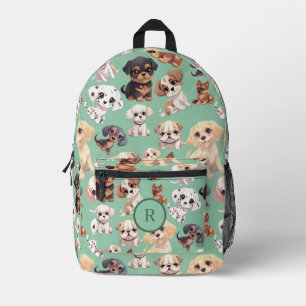 Niedlicher Welpenhund blass grün Bedruckter Rucksack