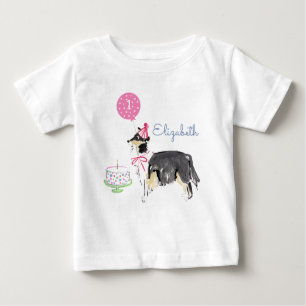 Niedlicher Welpenhund Collie 1. Geburtstagskuchen Baby T-shirt