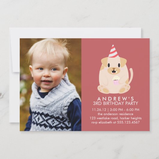 Niedlicher Welpenhund Custom Foto Geburtstagsparty Einladung (Vorderseite)