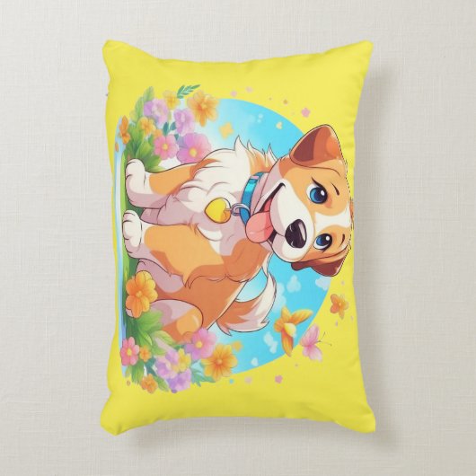 Niedlicher Welpenhund Dekokissen (Vorderseite(Vertikal))