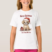 Niedlicher Welpenhund, der eine Weihnachtsmannmütz T-Shirt (Vorderseite)